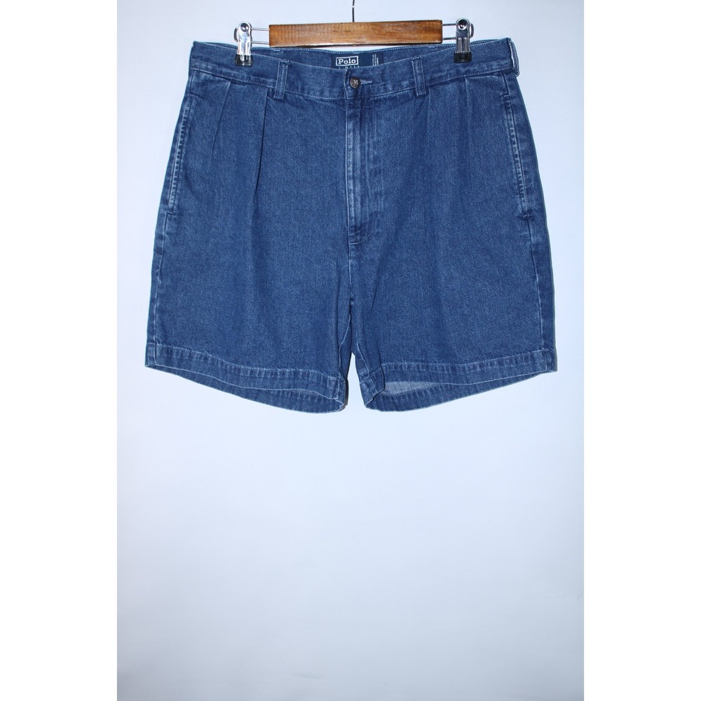 Polo Ralph Lauren Men's Size 34 Blue Denim Pleated Andrew Jean Shorts